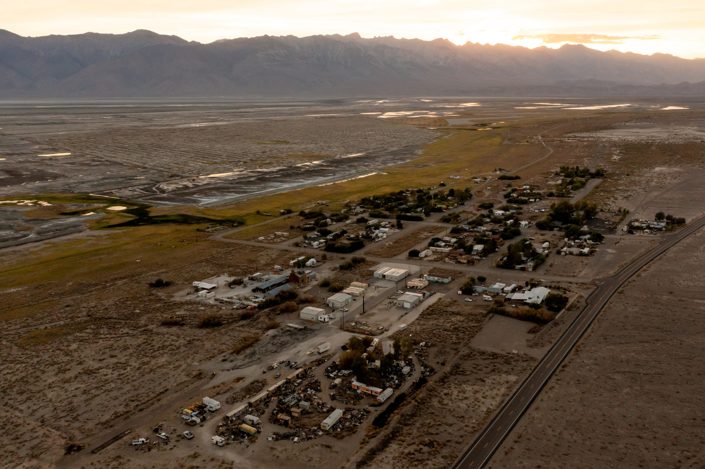 The small community of Keeler is pictured with the dry lakebed of Owens Lake in the background in Inyo County, California, on Thursday, Aug. 11, 2022. Spenser Heaps, Deseret News